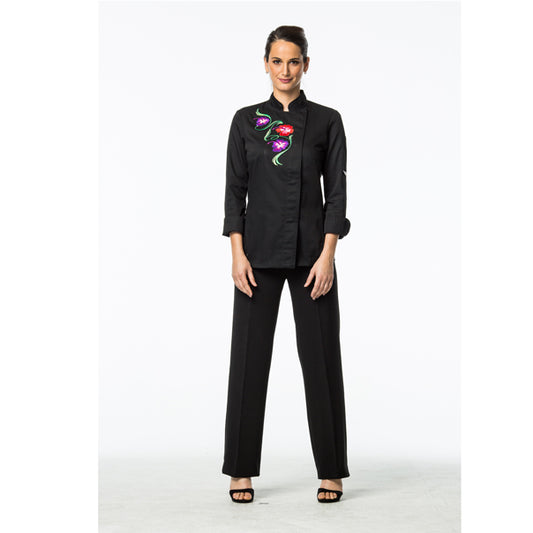 גקט שף לבן פרחים אגו-שף - האחים כהן - ביגוד לעבודה