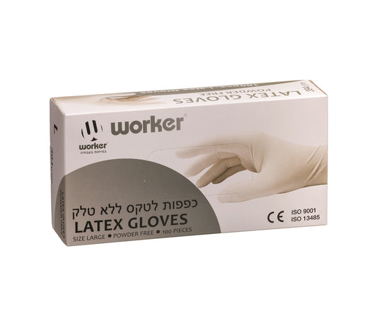 כפפות לטקס חד-פעמיות ללא אבקה קרטון 1000 יח' - האחים כהן - ביגוד לעבודה