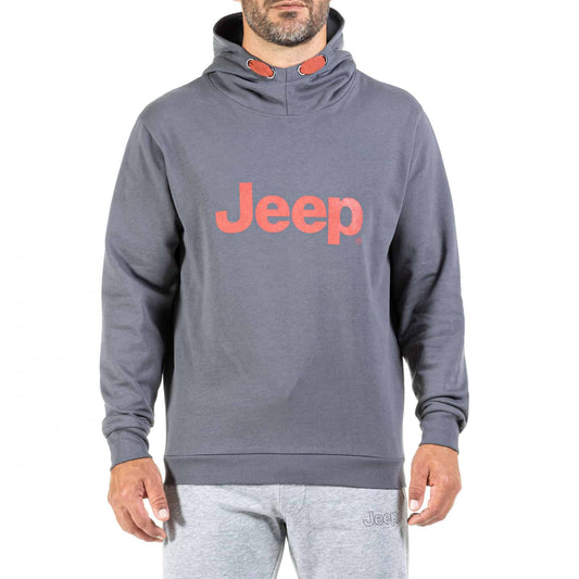 O101865J MAN HOODED SWEATSHIRT JEEP OVERSIZE LOGO PRINT – Magnet/Brick Red