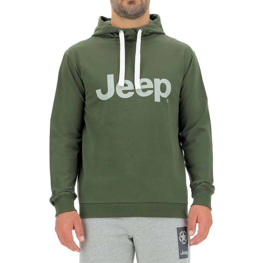 O102046J MAN HOODED SWEATSHIRT JEEP Print - Deep Green/Misty Gre