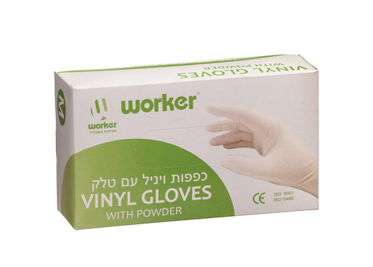 כפפות ויניל חד-פעמיות עם טלק – קרטון 1000 יח'
