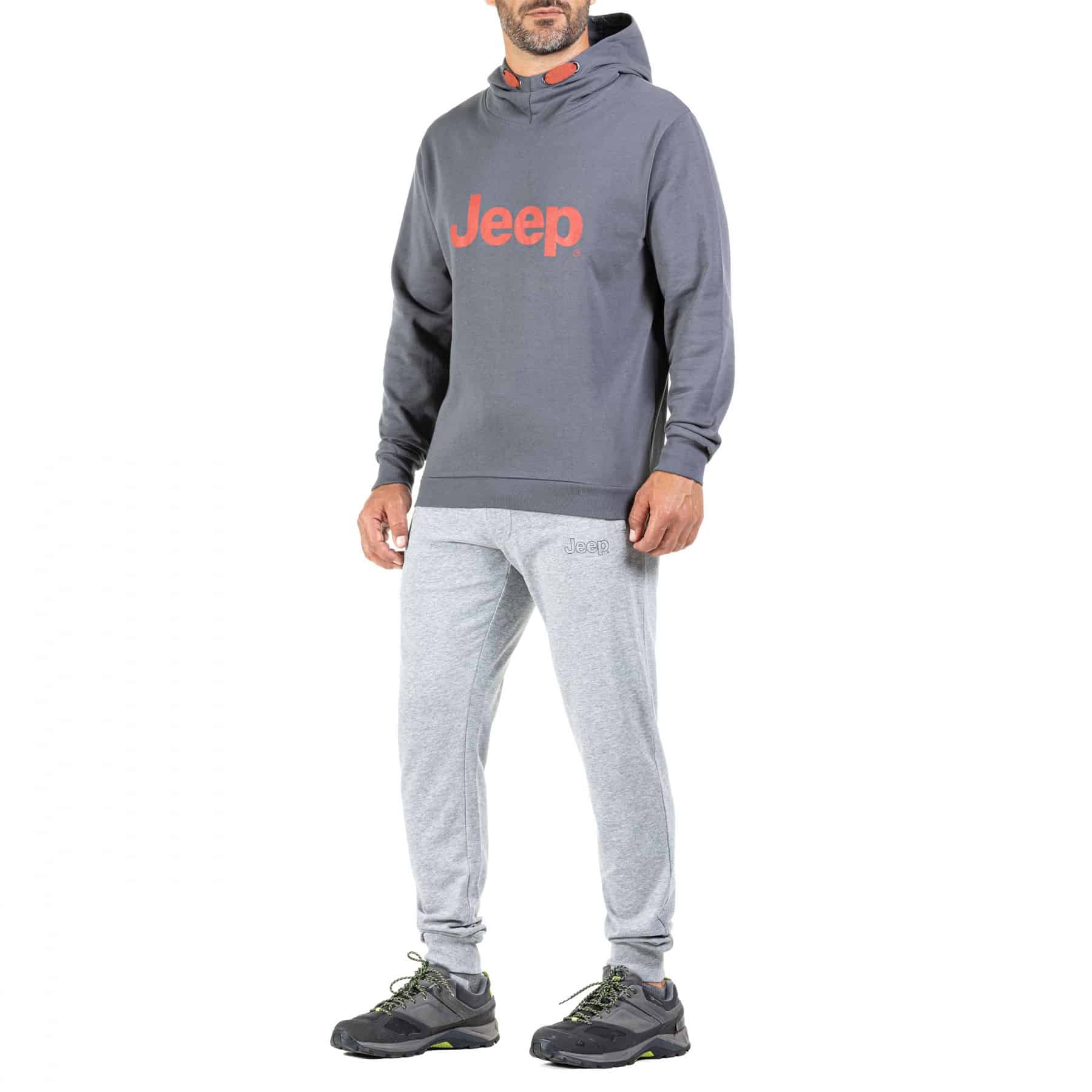 O101865J MAN HOODED SWEATSHIRT JEEP OVERSIZE LOGO PRINT - Magnet/Brick Red