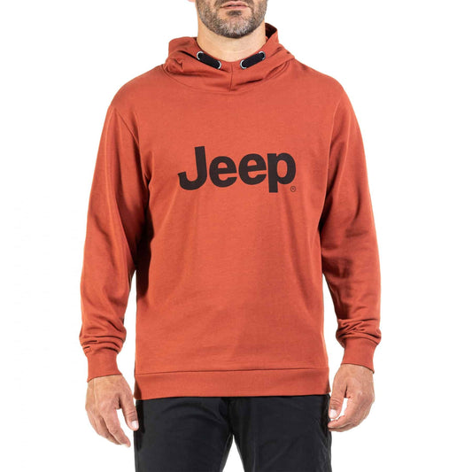 O101865J MAN HOODED SWEATSHIRT JEEP OVERSIZE LOGO PRINT - Brick Red/Black