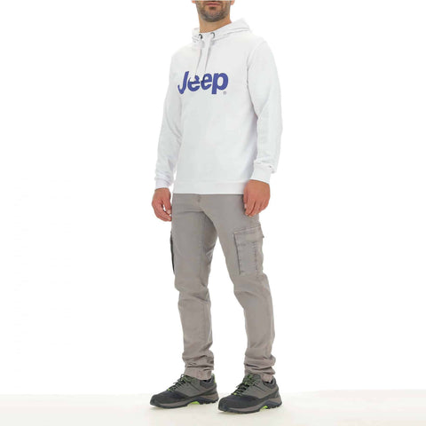 O102046J MAN HOODED SWEATSHIRT JEEP Print - White/Deep Blue