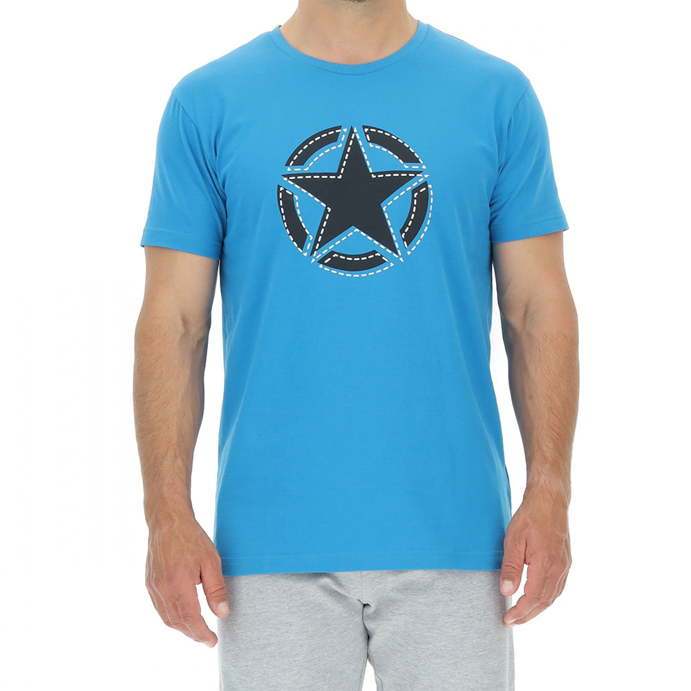 O102241J MAN T-SHIRT STAR Stitching.Blue